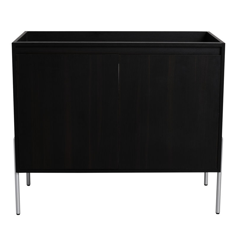 Meuble-lavabo moderne 36 po, chêne foncé - Intérieur autoportant à porter et à déchirer