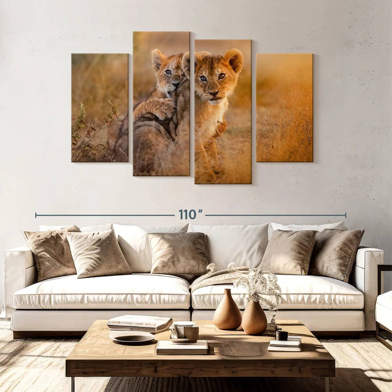 Adorables lionceaux Brampt, H 54 po x l 84 po