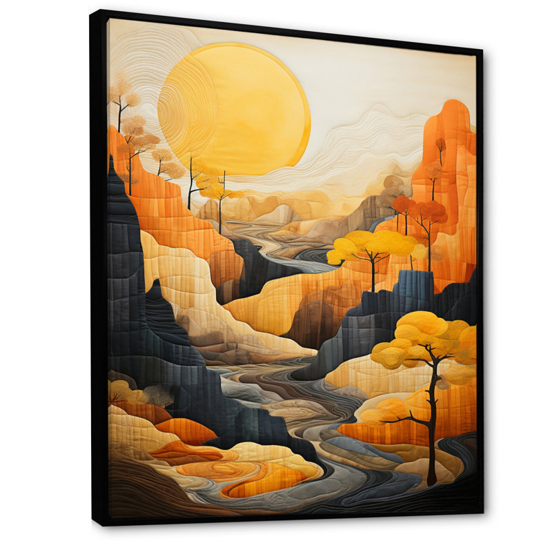 «Leesha Bold Landscape Canyon Desert» - art mural Canyon, H 20 po x l 12 po x P 1 po, Cadre flottant noir