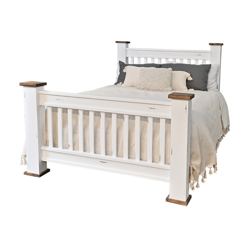 Grand lit en pin Ponderosa, Blanc, Grand