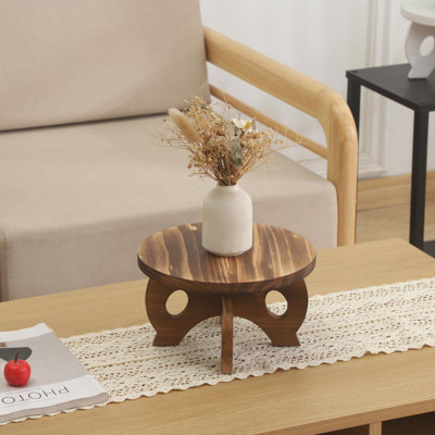 Brown Indoor Round Wooden Plant Stand, Suitable For Displaying Flower Pots, Fish Tanks, Small Art Pieces, Etc by Arlmont & Co.