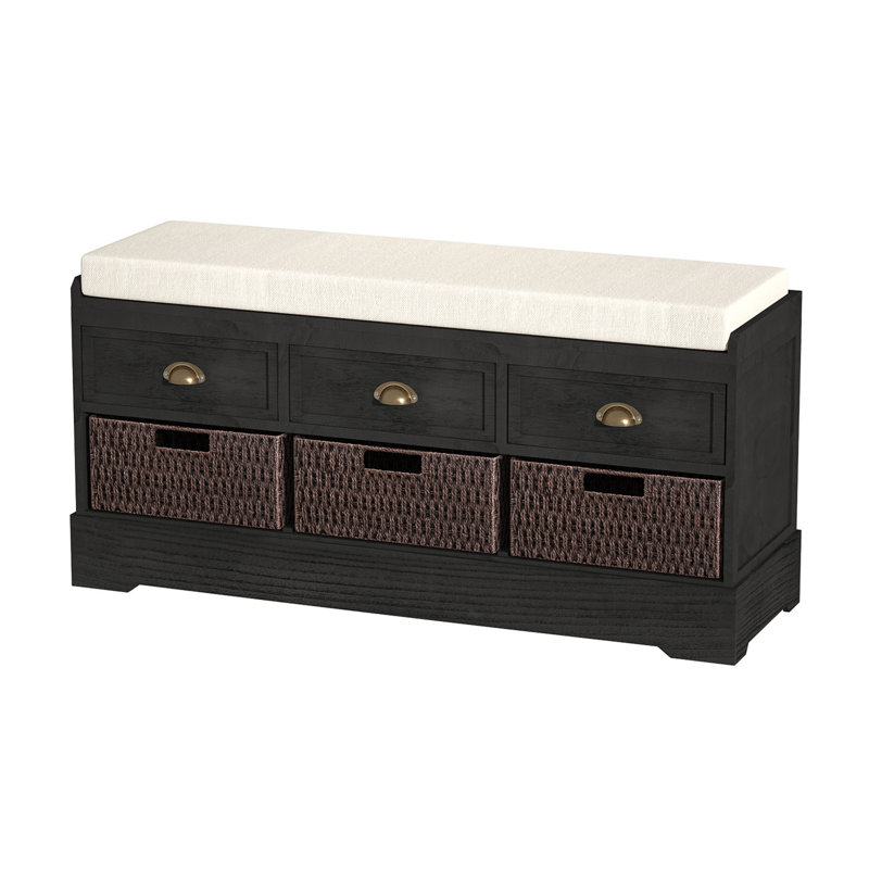 Banc de rangement avec tiroirs Maribelle, Noir