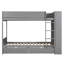 Lit superposé simple gris avec rangement efficace - 2 tiroirs et armoire multicouche idéale pour les familles en pleine croissance-442280467-442280466