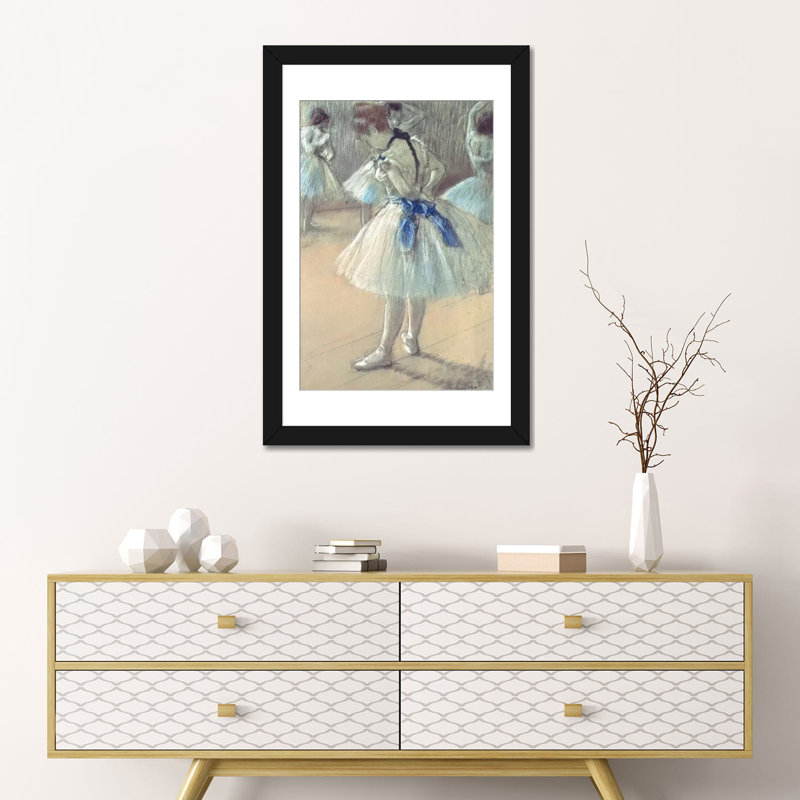 « dancer » par edgar degas, reproduction d’art sur toile, H 32 po x l 24 po x P 1 po, Papier d'art encadré noir, Blanc
