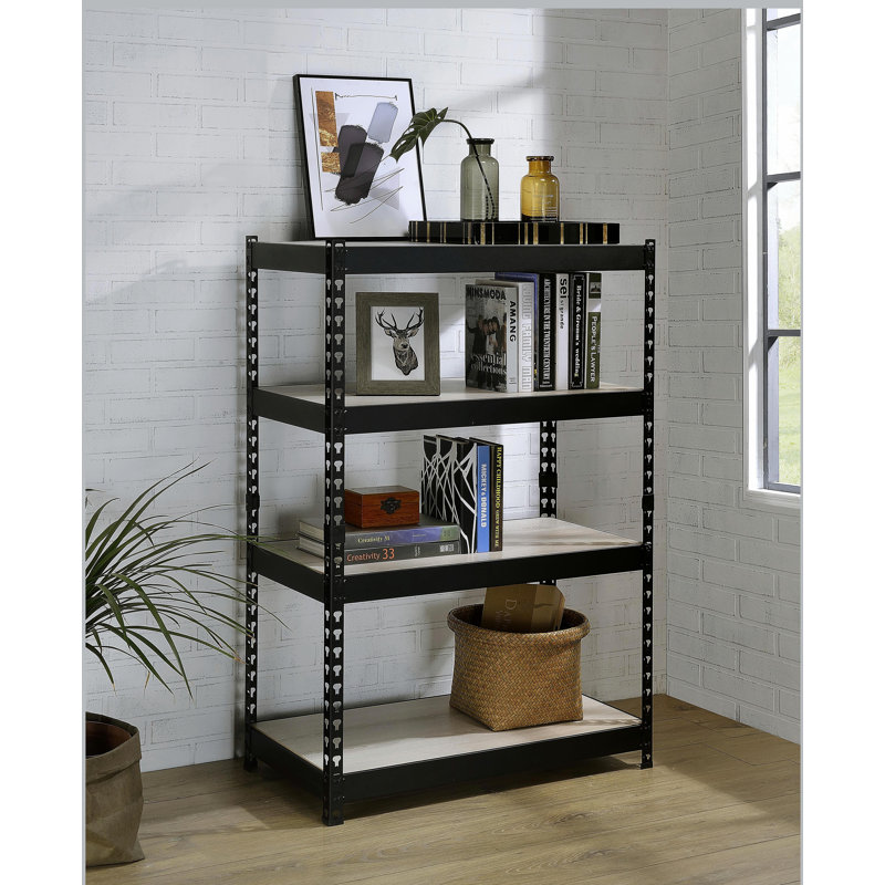 Bibliothèque à finition naturelle et noire