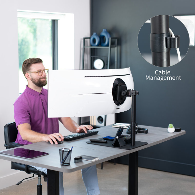 Support de bureau pour écran unique VIVO Ultrawide, fixation réglable pour écrans jusqu'à 49 po