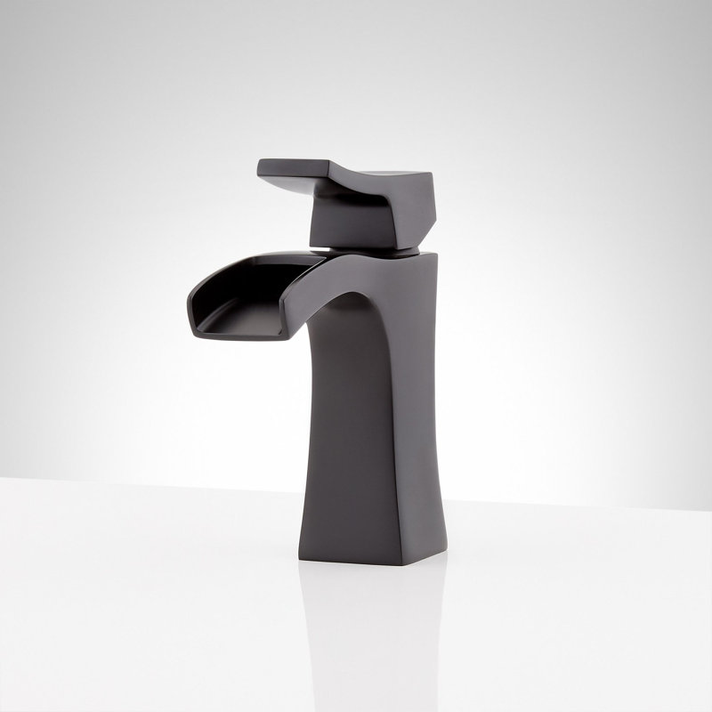 Robinet de salle de bain monotrou 1,2 GPM avec poignée levier en métal et bonde escamotable Vilamonte, Noir mat