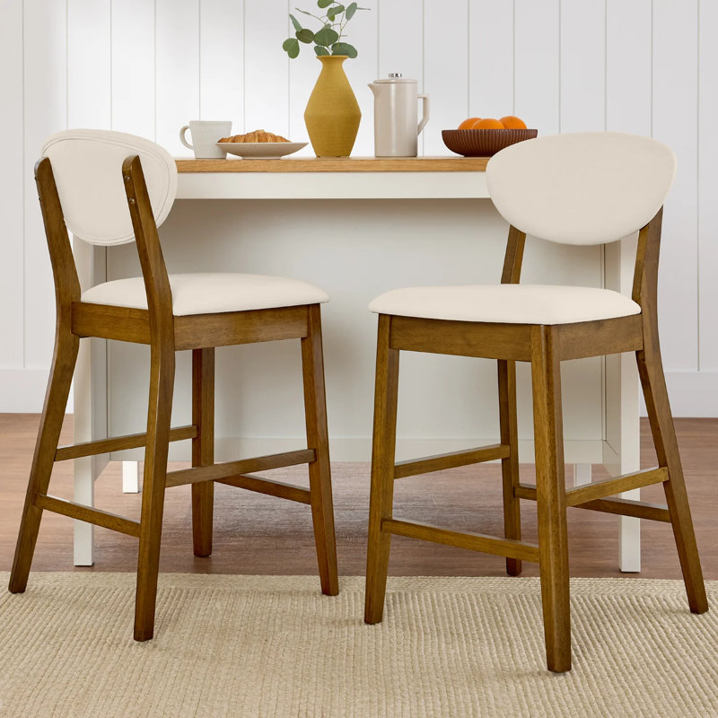 2-Piece Counter Height Bar Stool, Cream