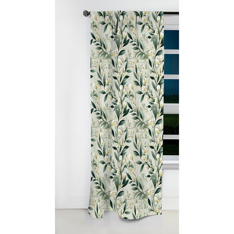 Minimaliste botanique - rideau floral - rideau occultant floral - 1 panneaux, L 52 po x L 108 po