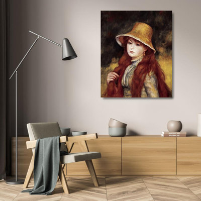 ArtDirect Renoir, Pierre, Auguste Gallery Wrapped Canvas Art Titled: Young Girl in a Straw Hat