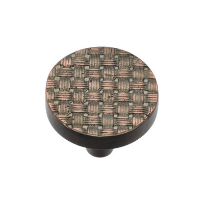 Heritage Brass Cabinet Knob Round Weave Design