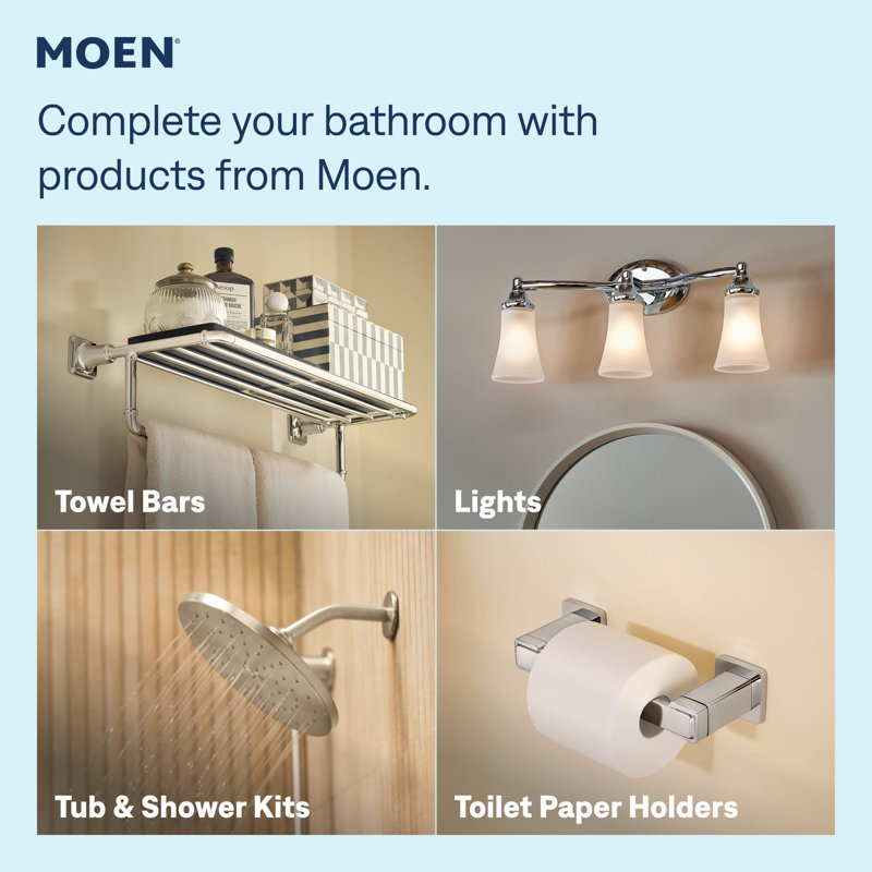 Moen Karis Single Handle Bathroom Faucet with Push Down Drain, Deckplate Included, Chrome