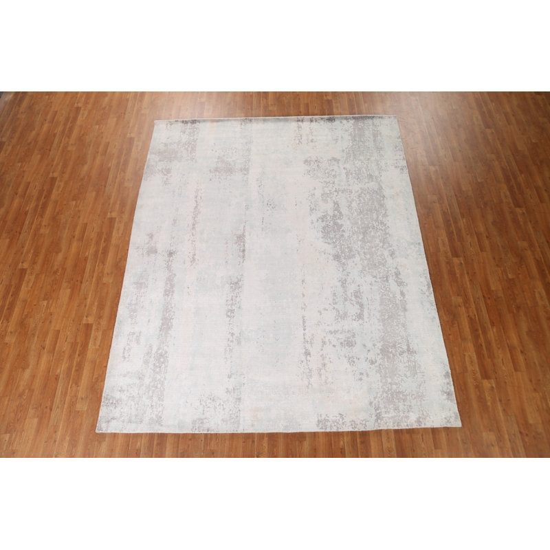 One-of-a-Kind Rectangle 8'0" x 9'10" New Age Rectangle Silk Area Rug in White