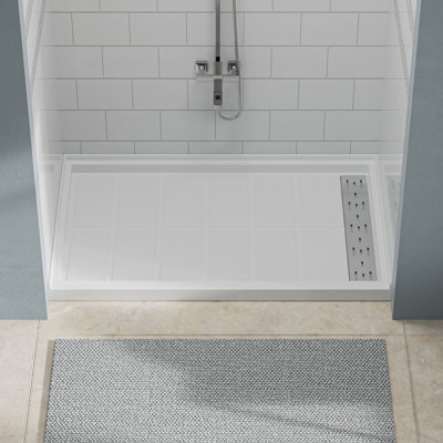 30 In. L X 60 In. W Alcove Shower Pan Base With Right Hand Drain