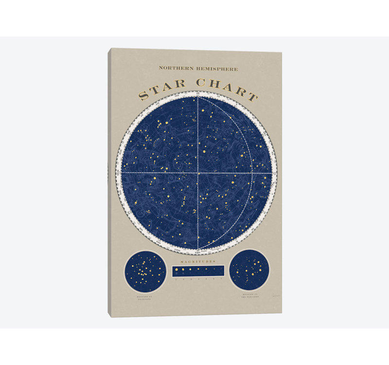 " Northern Hemisphere Star Chart " by Sue Schlabach, 18" H x 12" W x 1.5" D, Wrapped Canvas, No Mat