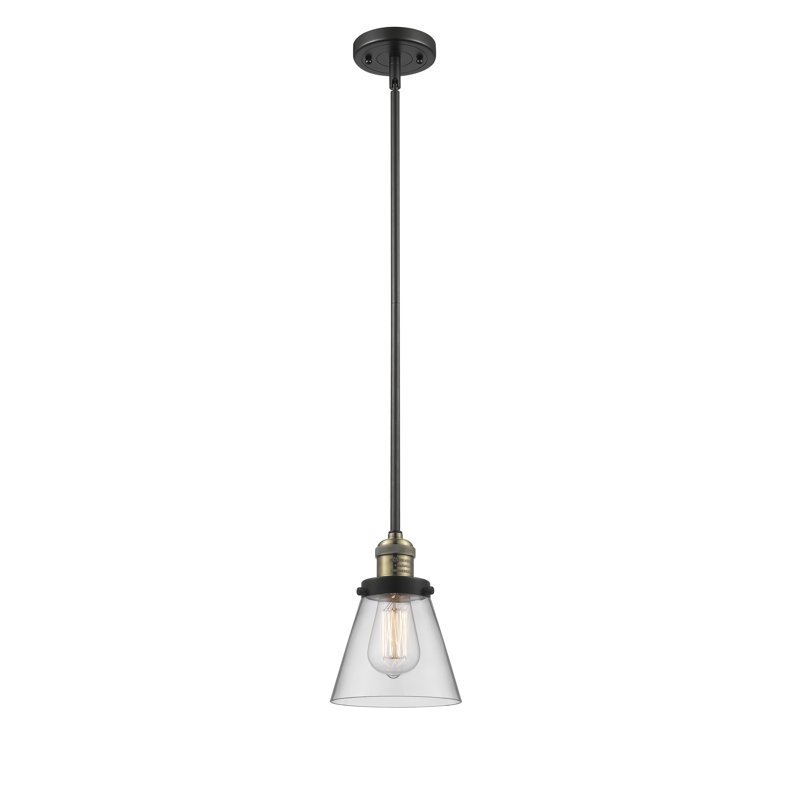 Milardo 1 - Light Single Pendant, Clear, 8" H x 6" W x 6" D, Brushed Satin Nickel