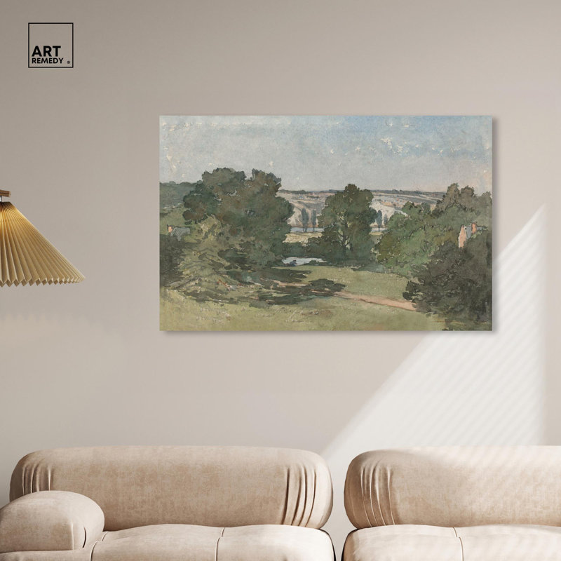 Large Green and Brown Landscape Canvas Art