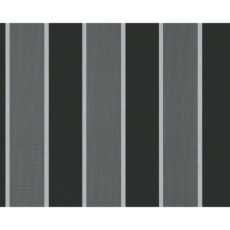 Rouleau de papier peint texturé à rayures l 33 pi x l 21 po Cowgill Urban, Noir