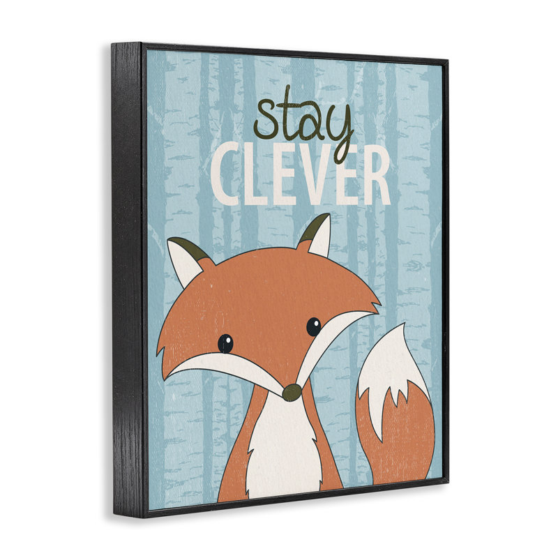 Restez intelligent avec l'estampe numérique Fox, design par Kim Allen, Giclée encadrée noir minuit, H 30 po x l 24 po