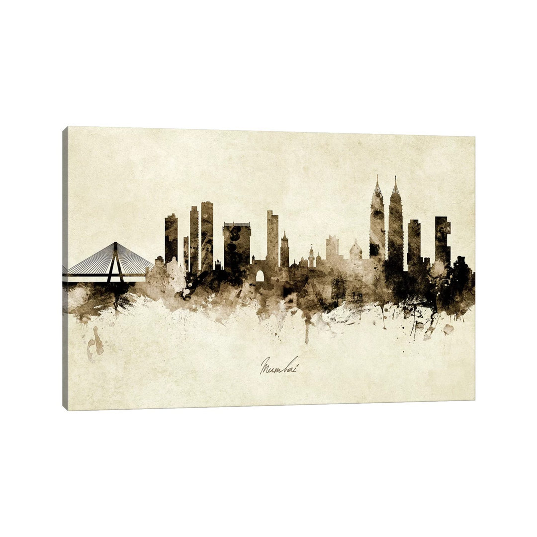 Mumbai Skyline India Bombay by Michael Tompsett - Wrapped Canvas Painting