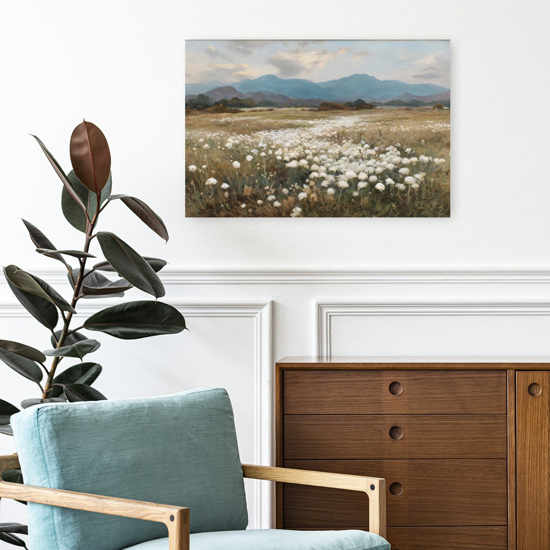 Wildflower Mountain Landscape I Contemporary Architecture Landscape Wall Art Print