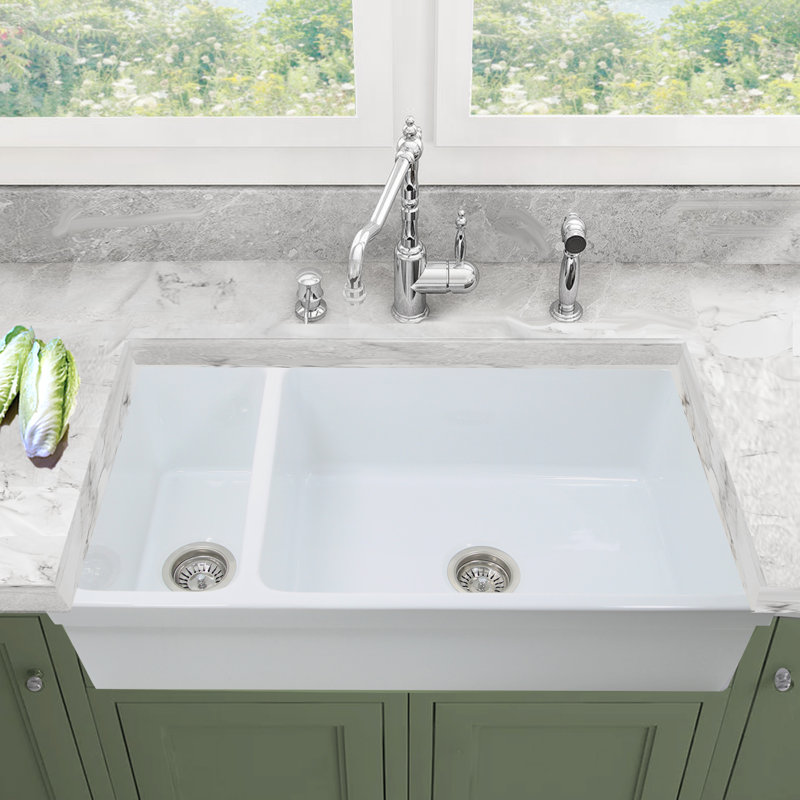 Island 35.5'' L Double Basin Kitchen Sink