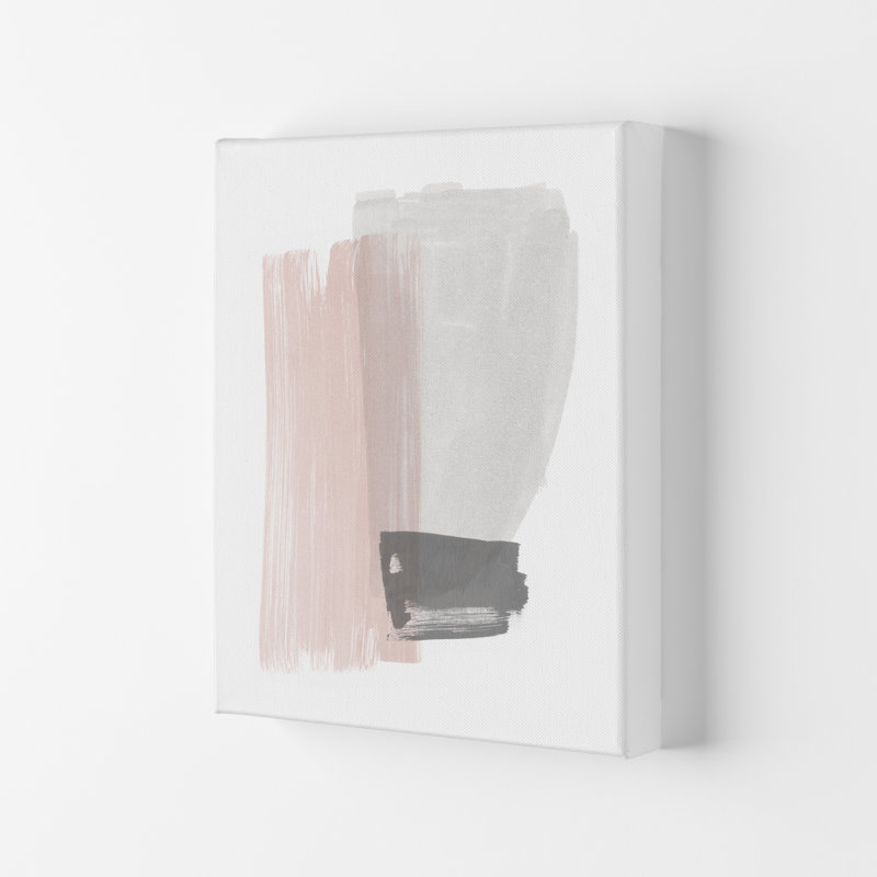 Grey And Pink Brushstrokes I - Print, 29.7 cm H x 21 cm W x 4 cm D, Wrapped Canvas
