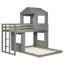Lit superposé simple au-dessus d'un lit double en bois avec maisonnette, look en gris antique et garde-corps pour un divertissement sécuritaire, structure en pin massif, niveau de soutien supérieur de 400 lb, deux façons d'assemblage du bas 600 lb-130428140