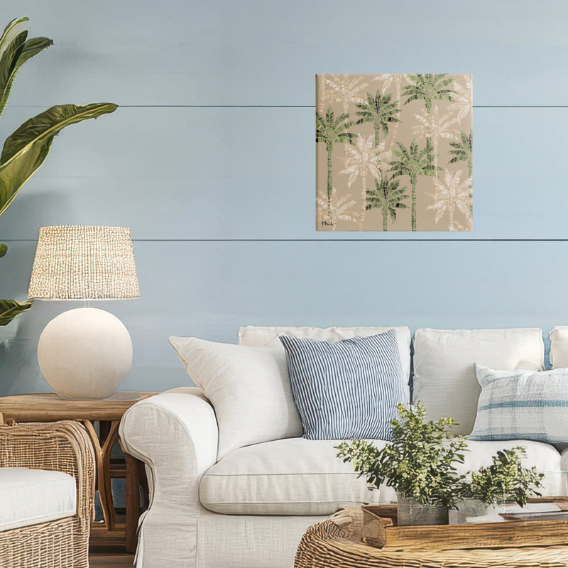 Toile à motif Hollywood Palms, design par Paul Brent, H 17 po x l 17 po