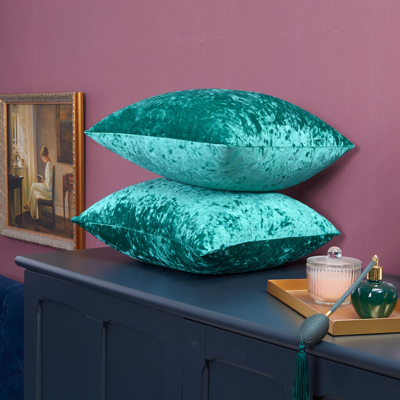 Turquoise Velvet 18" x 18" Reversible Euro Pillow Cover