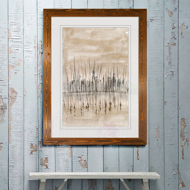 « marshline reflection ii »-image, reproduction d’art, H 38 po x l 28 po x P 1,25 po, Papier avec cadre brun, Blanc