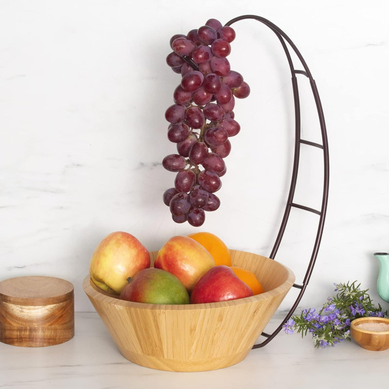 Panier à fruits en bambou avec crochet suspendu