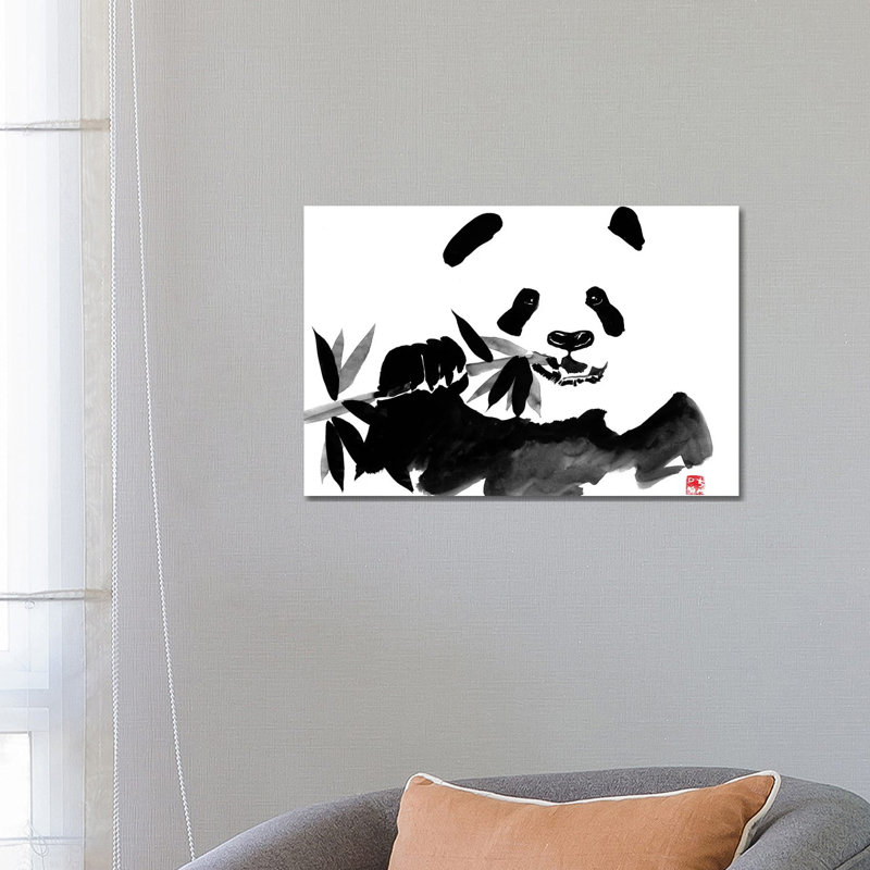 Eating Panda by Péchane - Print on Canvas, 66.04 cm H x 45.72 cm W x 1.91 cm D, Wrapped Canvas