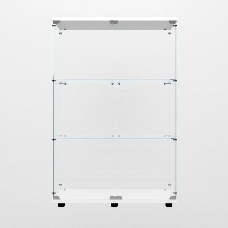 Tempered Glass Display Cabinet, White, 49.29" H x 30.91" W x 13.58" D
