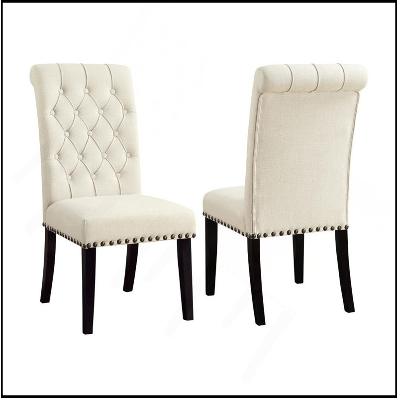  Ensemble de 2 chaises d'appoint capitonnées, Polyester beige