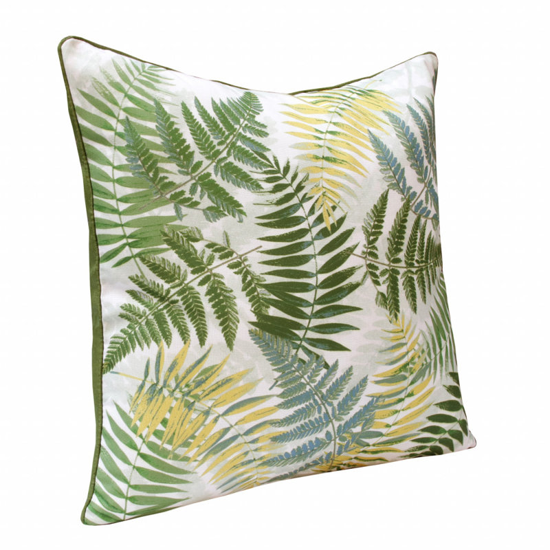 Housse et insert de coussin décoratif carré en mélange de polyester , Polyester, Vert / feuilles jaunes