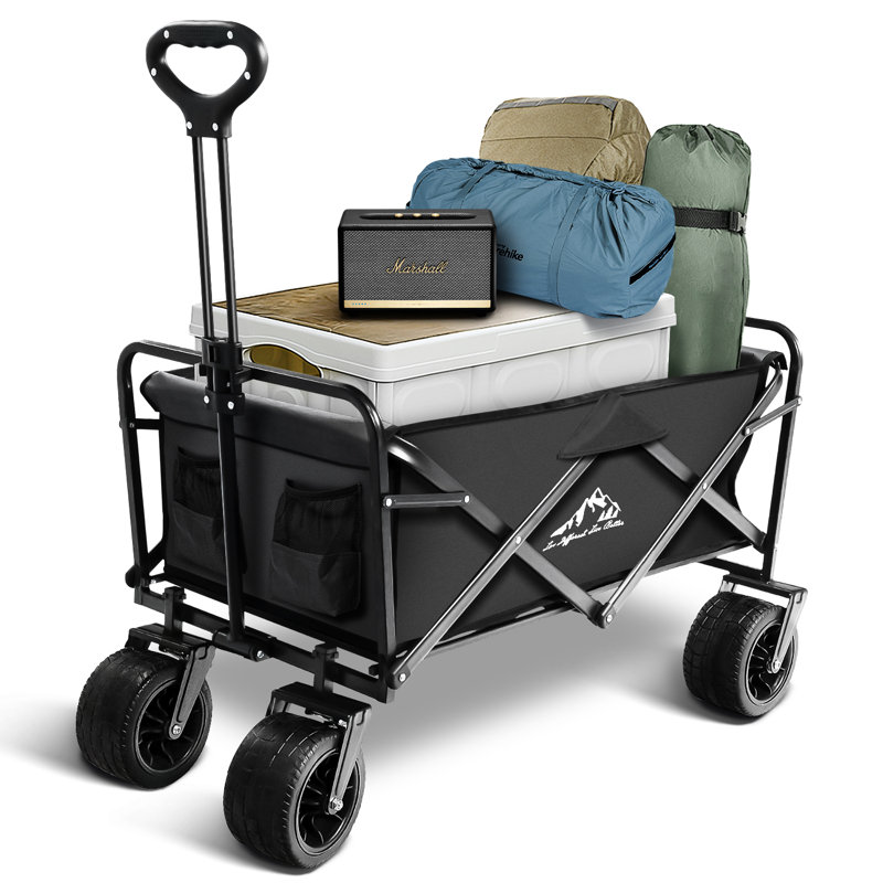 Bestier Compact Folding Cart: 22Lbs Superlight Transformer | 90° Adjustable Handle | All-Terrain PVC Wheels-, Black