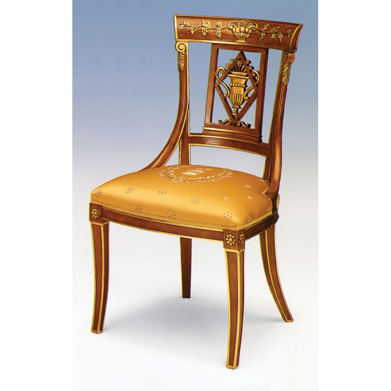 Queen Anne Back Side Chair in Gold/Brown