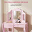 Dressing Table Pink Wooden Set for GirlsParty Gifts room 3Mirror Design with Chair