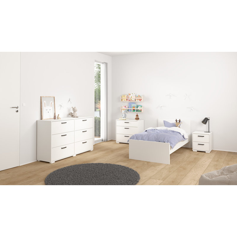  Chesnel 54.61" W 6 Drawer Double Dresser, White