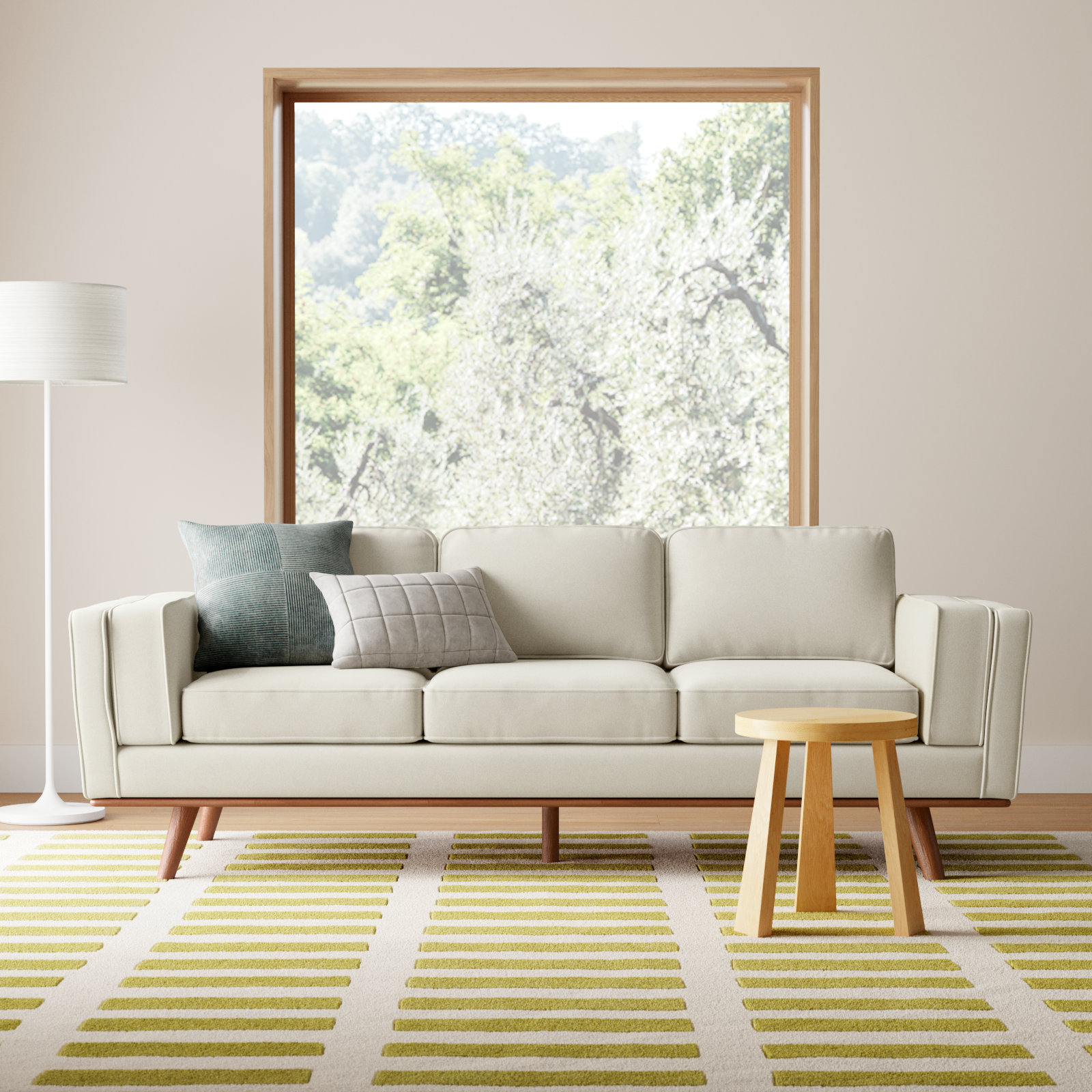 Estes 89.76'' Square Arm Sofa, Beige