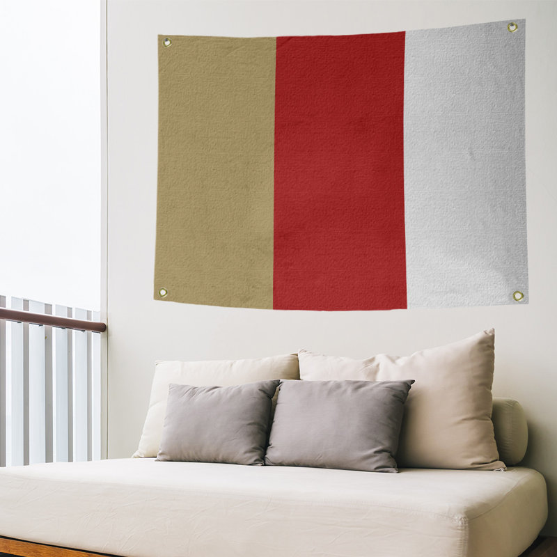 Tapisserie de polyester san francisco, H 26 po x l 36 po, Or / rouge / blanc