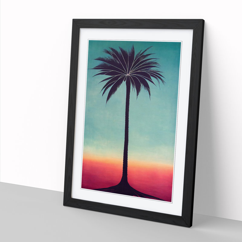 Palm Tree Art Vol.1 - Single Picture Frame Print, Black, 64cm H x 46cm W x 2cm D