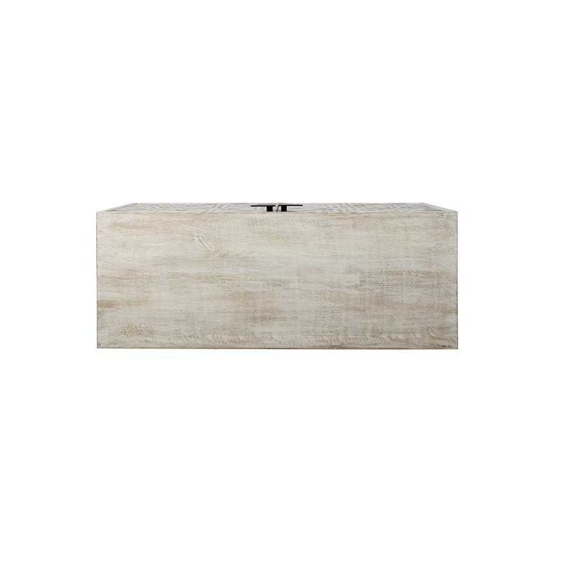 Martina Whitewash Bar Cabinet with Bone Inlay & Wine Storage Shelves
