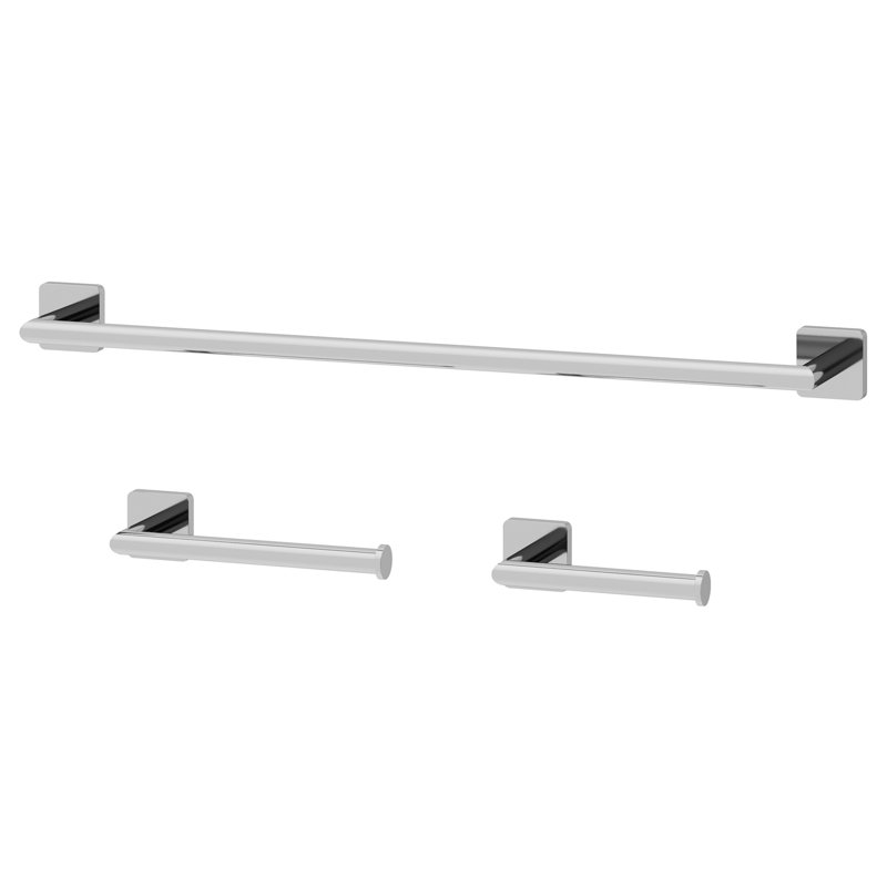 VIGO Satro 3-Piece Chrome Bathroom Hardware Set with 24-in Towel Bar, Toilet Paper Holder and Hand Towel Holder, Chrome