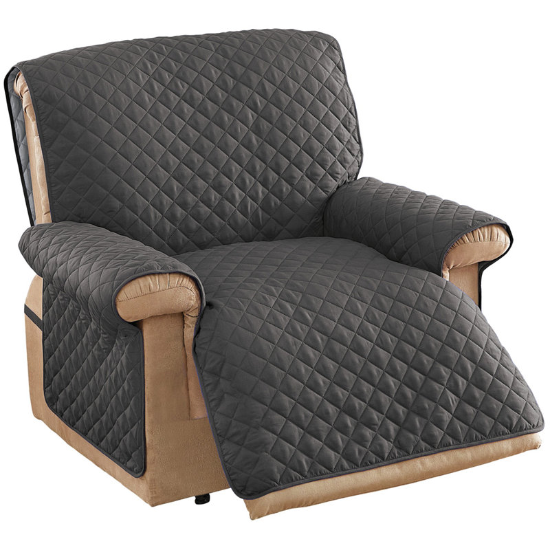 Housse pour fauteuil inclinable à coussin en T ultra réversible, Gris ardoise / 100% polyester argenté