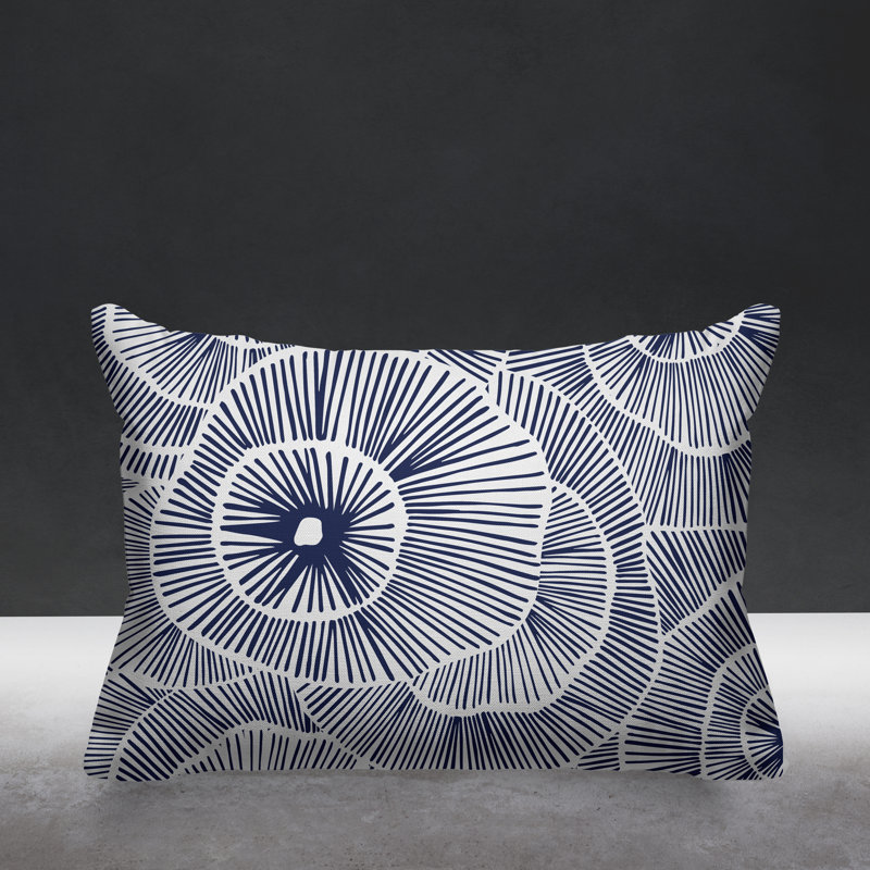 Coussin intérieur / extérieur Abstract Floral Burst, Bleu marine