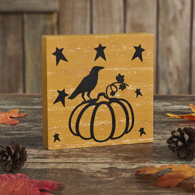 Prim Stars Pumpkin Raven Base MDF Sign 5x5