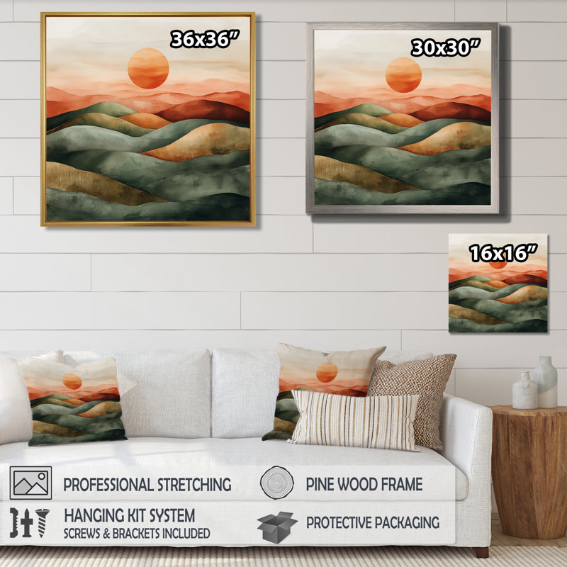 «Desert Horizon», art mural, toile de paysage sauge, Straimont, Toile tendue, H 30 po x l 30 po