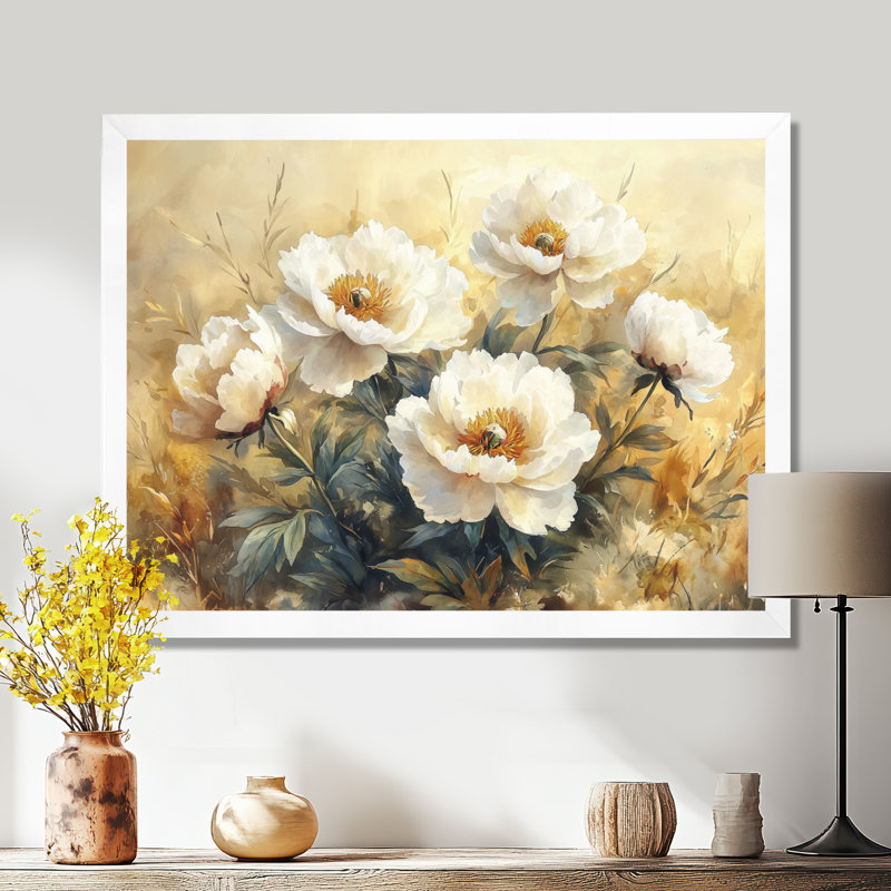 Draiden - Floral Oversized Canvas Prints, Single Picture Framed Print, 30" H x 40" W, White